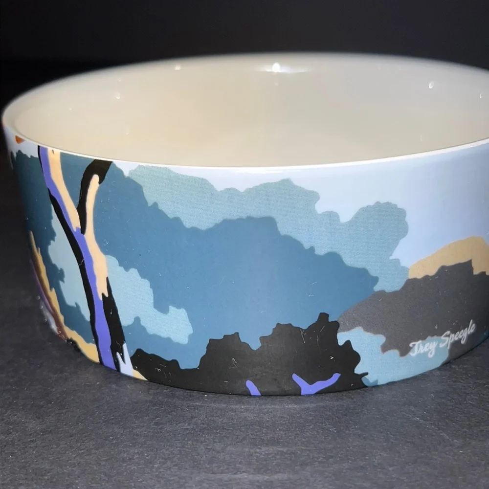 Trey Speegle original artwork “MORE PLEASE” ceramic dog bowl
